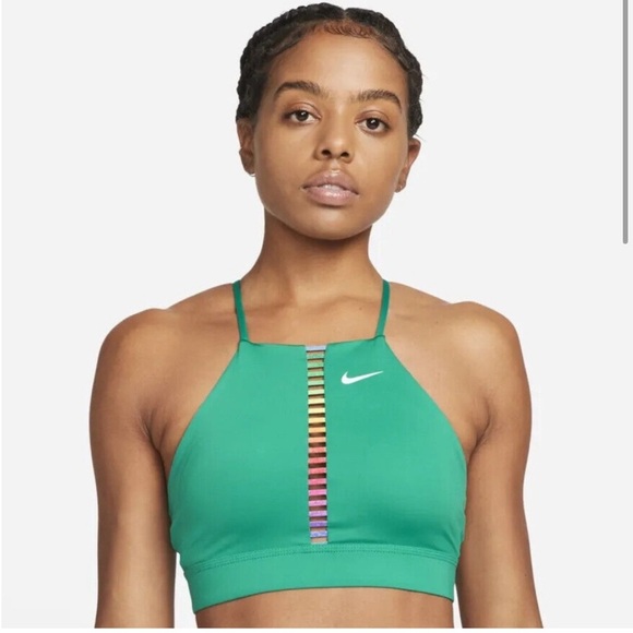 Nike Green Rainbow Ladder Indy Sports Bra Medium - Picture 1 of 8